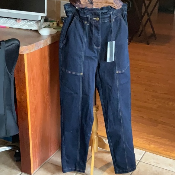 Karl Lagerfeld Denim - KARL LAGERFELD Essentials Dark Blue Paper Bag Waist Jeans Size 6, NWT